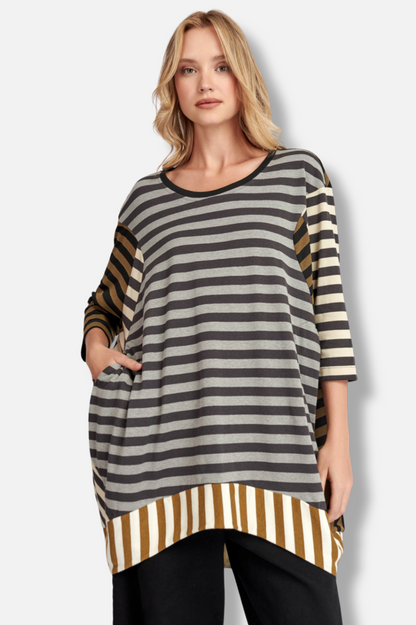 Urban High/Low Tunic - Mix Stripes