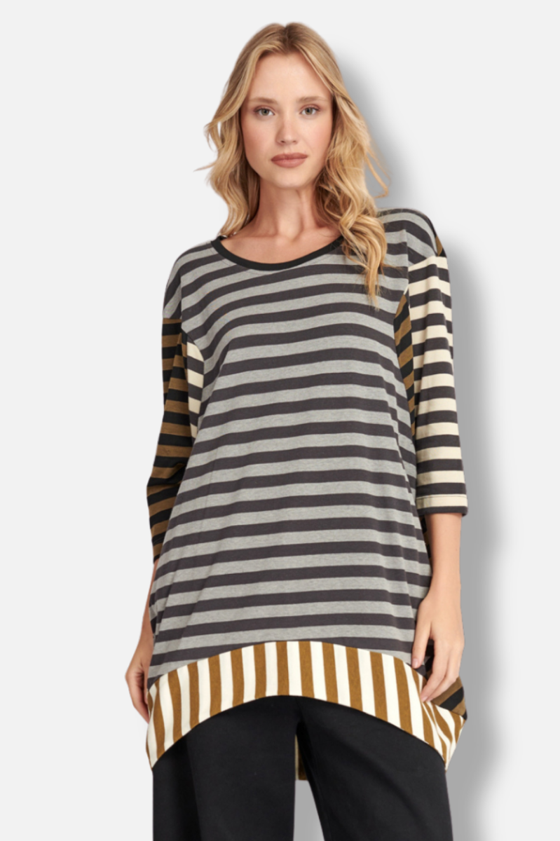 Urban High/Low Tunic - Mix Stripes