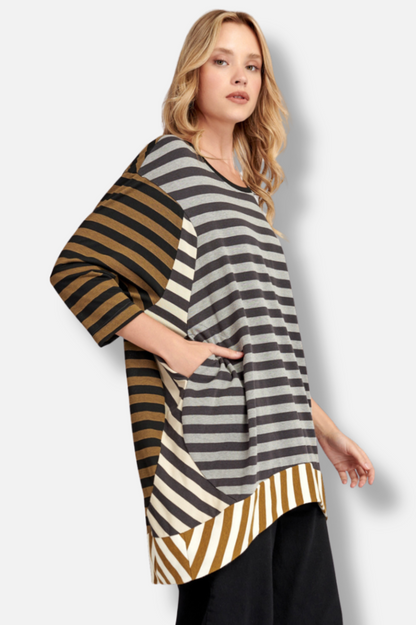 Urban High/Low Tunic - Mix Stripes