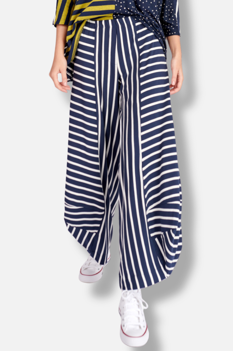 Stripe Punto Pant - Navy & White