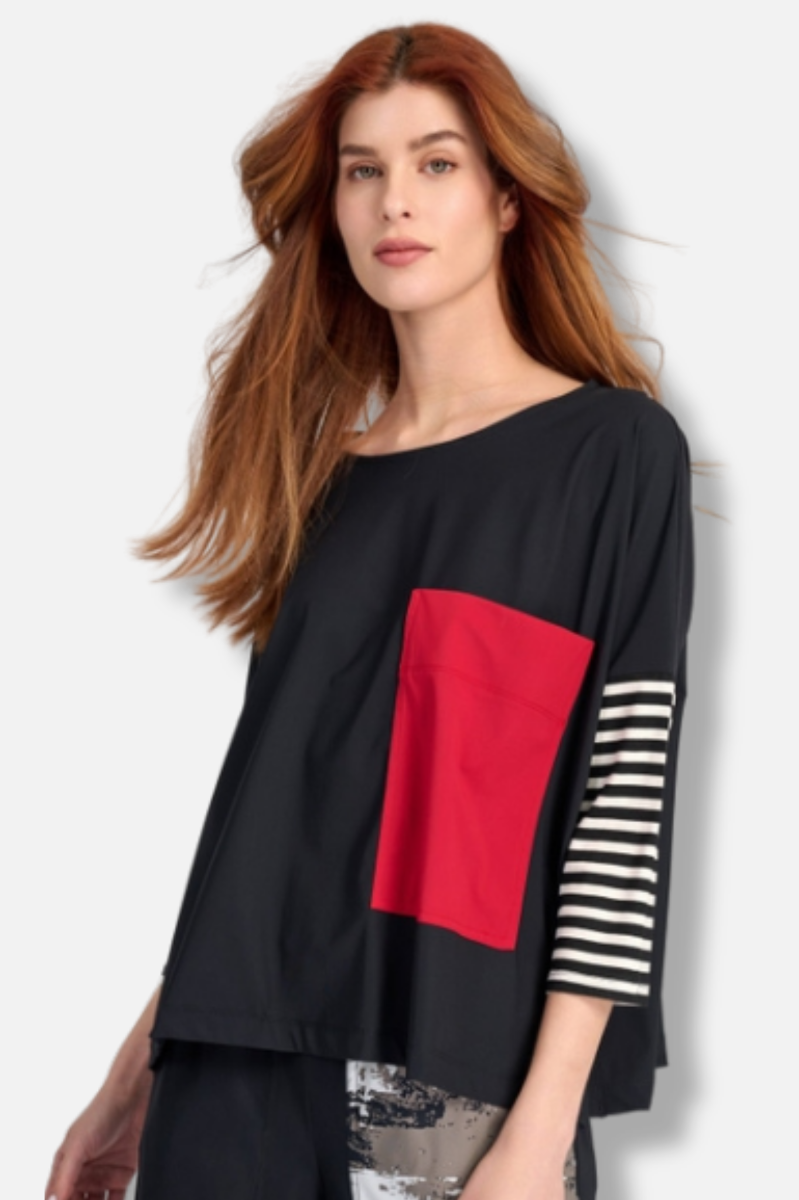 Tekbika Mix Boxy Top - Black Stripes