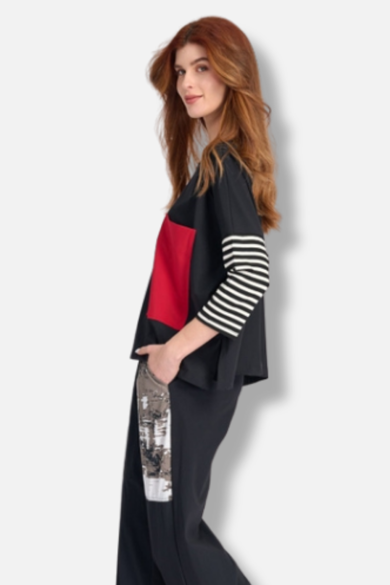 Tekbika Mix Boxy Top - Black Stripes