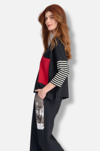 Tekbika Mix Boxy Top - Black Stripes