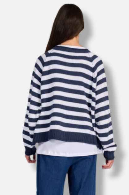 Sunny Stripe Cardigan - Navy