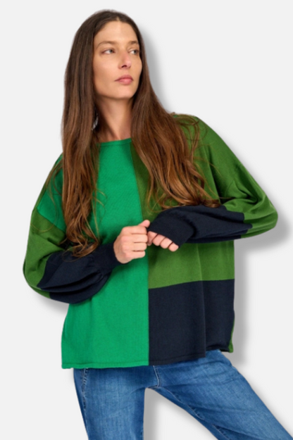 Figgy Puff Sleeve Sweater - Green