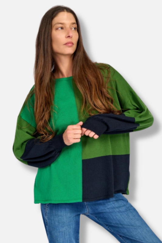 Figgy Puff Sleeve Sweater - Green