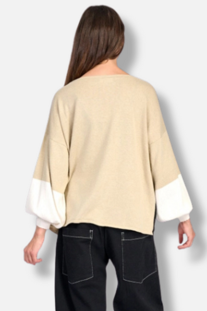 Figgy Puff Sleeve Sweater - Stone