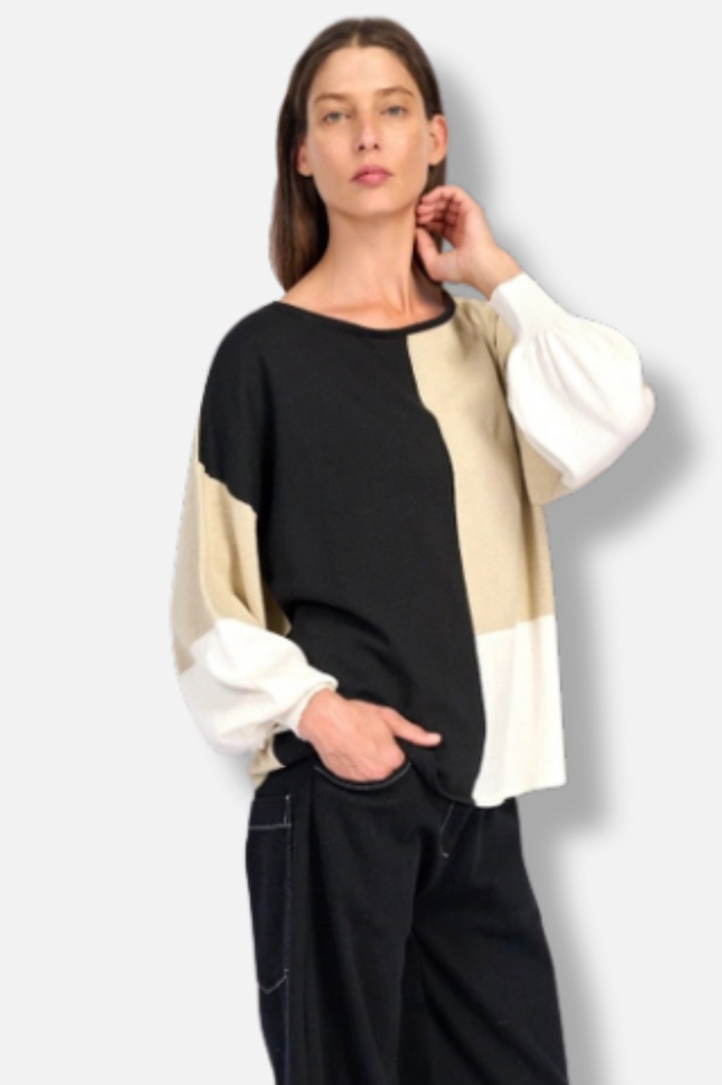 Figgy Puff Sleeve Sweater - Stone