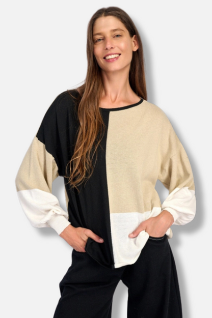 Figgy Puff Sleeve Sweater - Stone