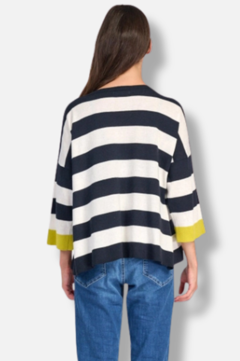 Jetty Striped Sweater - Lemon Trim