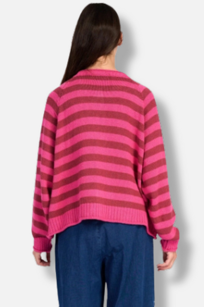 Sunny Stripe Cardigan - Fuchsia