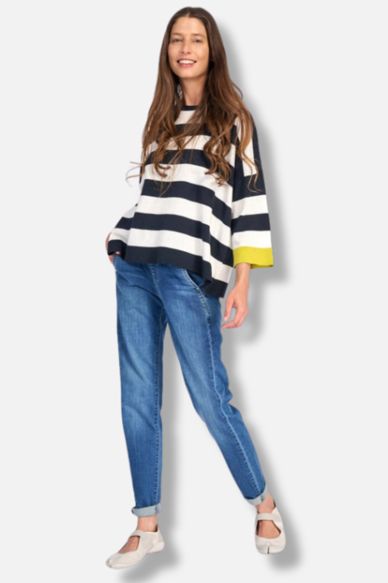 Jetty Striped Sweater - Lemon Trim