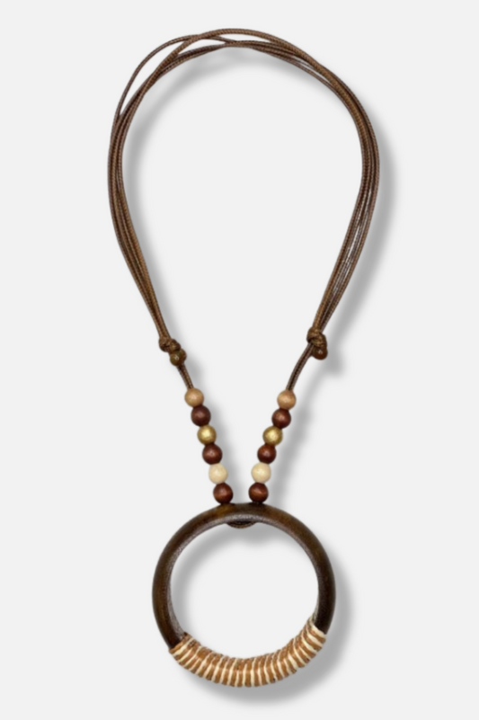 Wood Ring Necklace - Brown