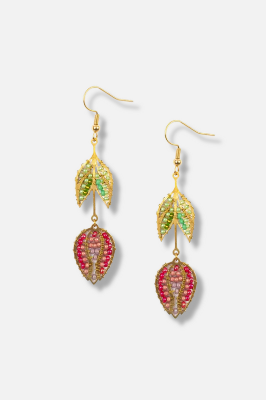 Hanging Tulip Earrings - Berry 