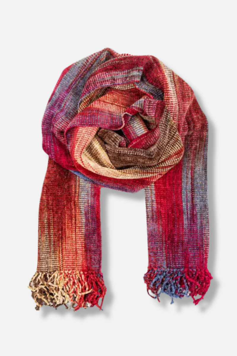 Bamboo Chenille Scarf - Red Denim