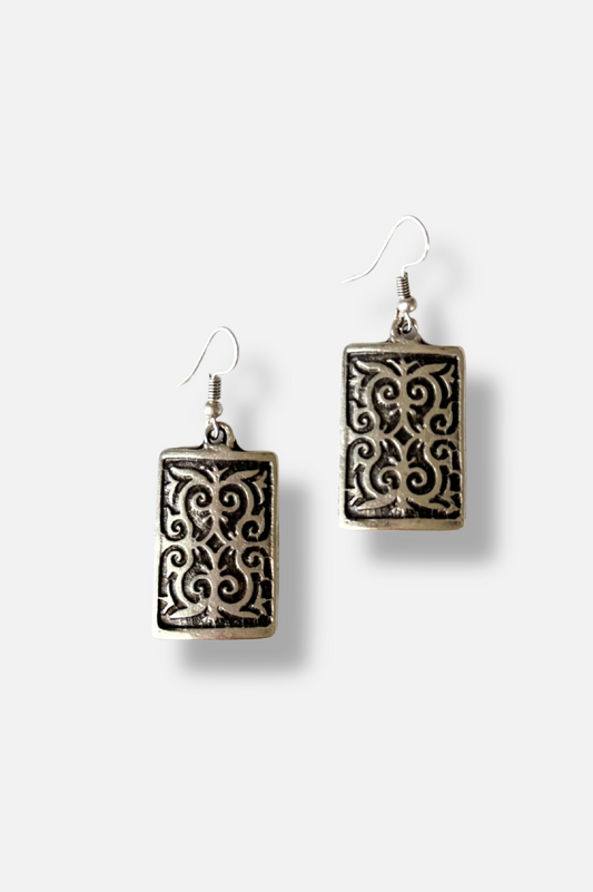 Scroll Earrings - Silver 