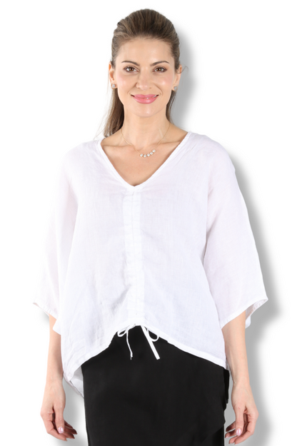 Ria Shirt - White Light Linen