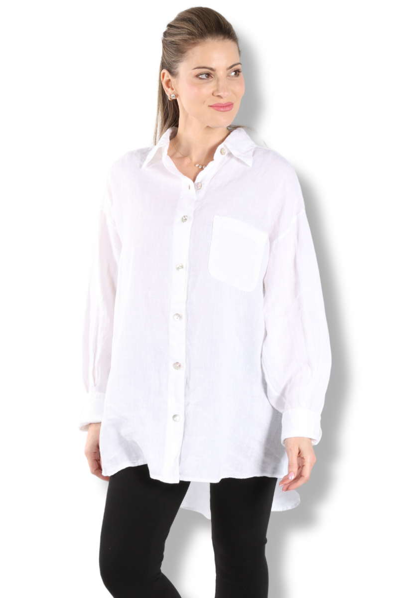 Boyce Shirt - White Light Linen