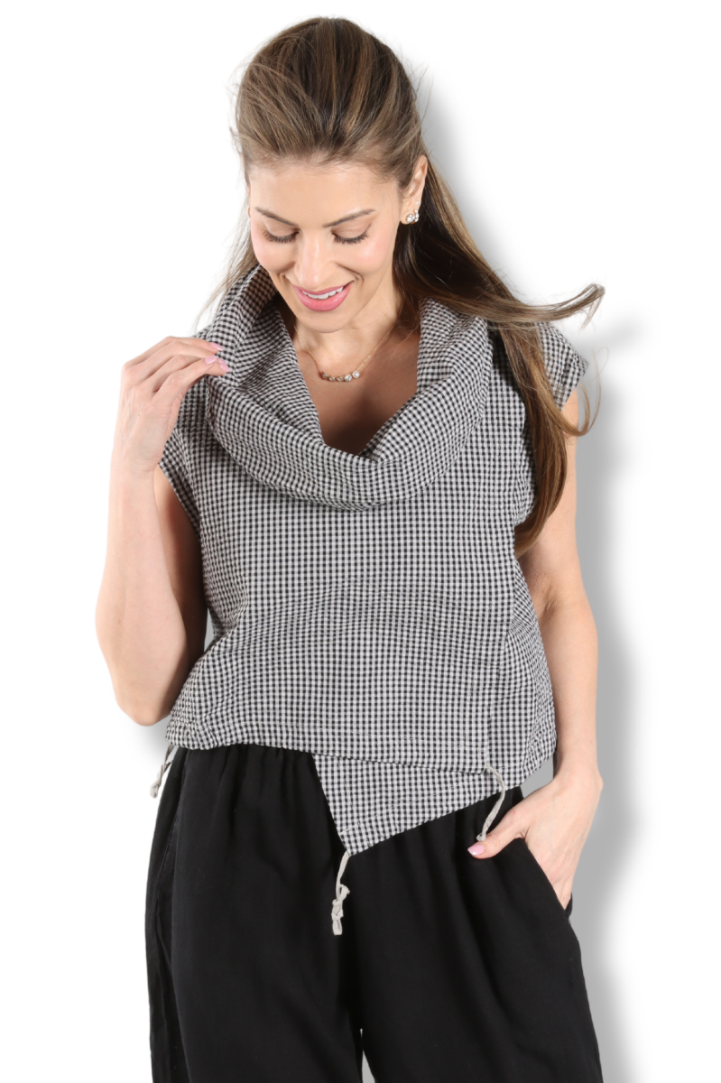 Pennie Vest - Nebbia Check Seersucker
