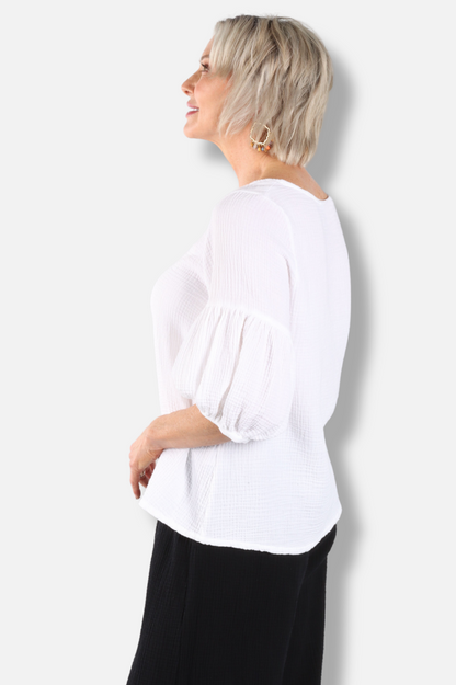 Lantern Shirt - White Gauze