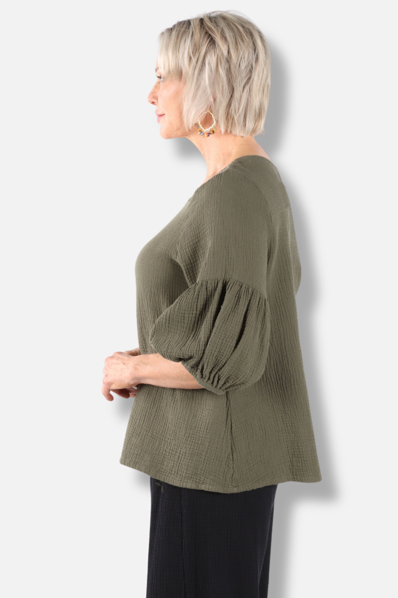Lantern Shirt - Peppercorn Gauze