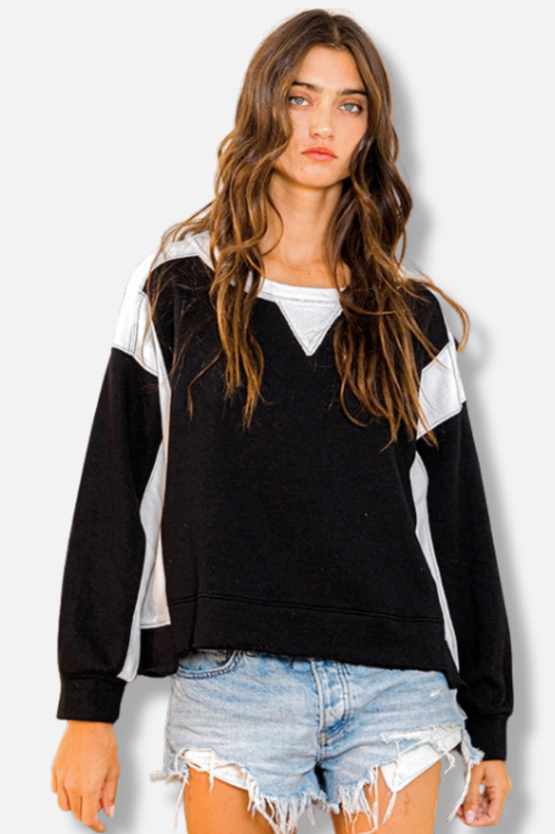 Contrast Sweatshirt - Black & White