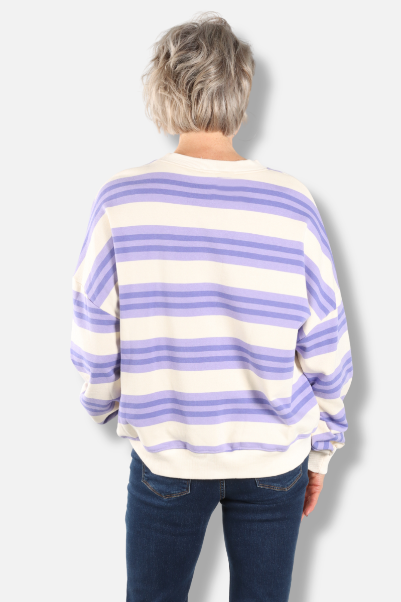 Oversized Striped Sweatshirt - Lavender & Purple 