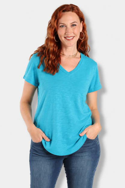V-Neck Boxy Tee - Sea Siren