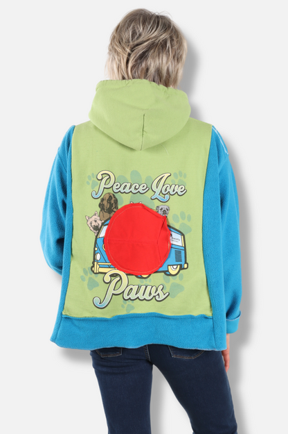 Heart Hoodie - Blue & Lime #1