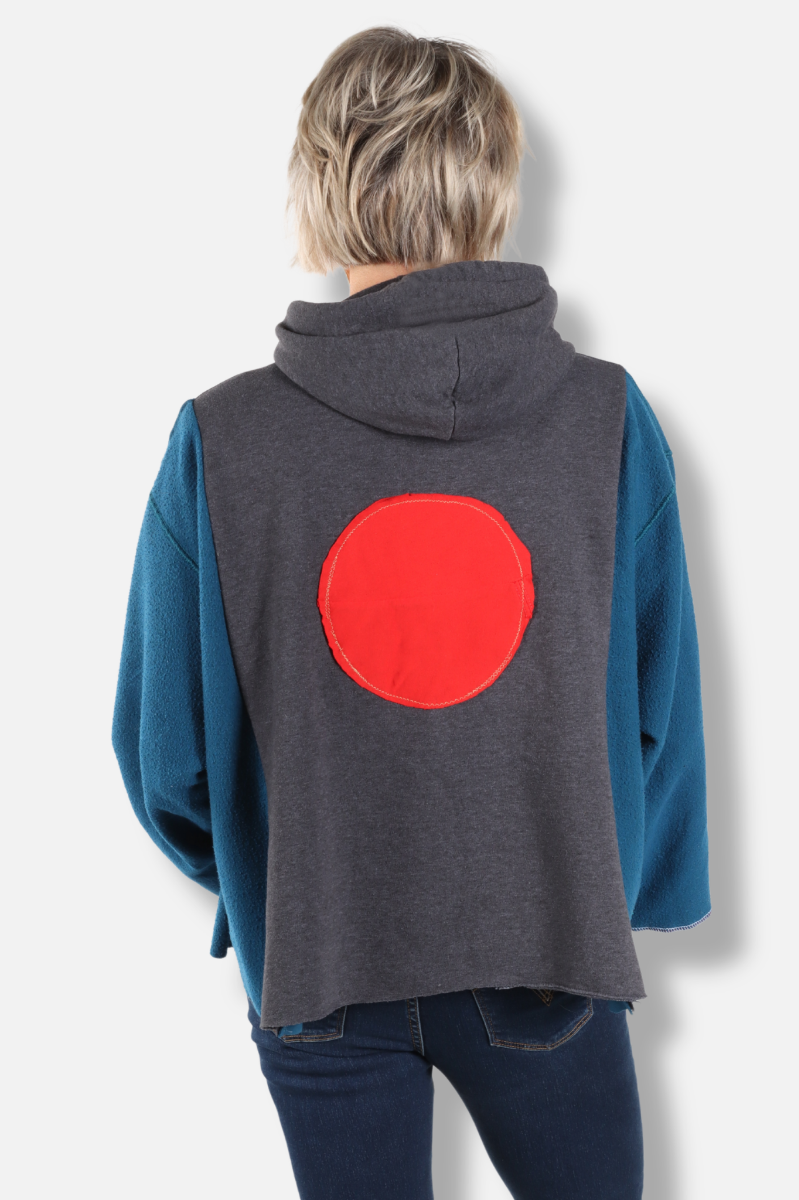 Heart Hoodie - Teal & Grey #2