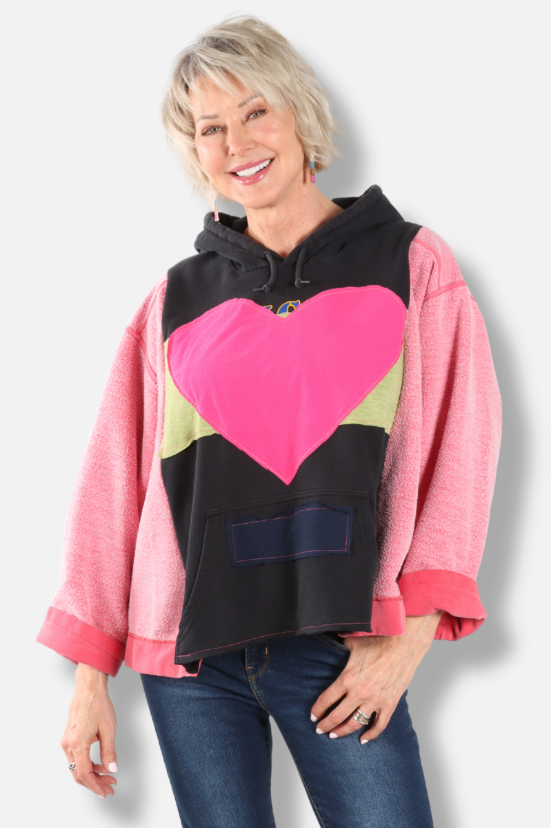 Heart Hoodie - Pink & Black #3