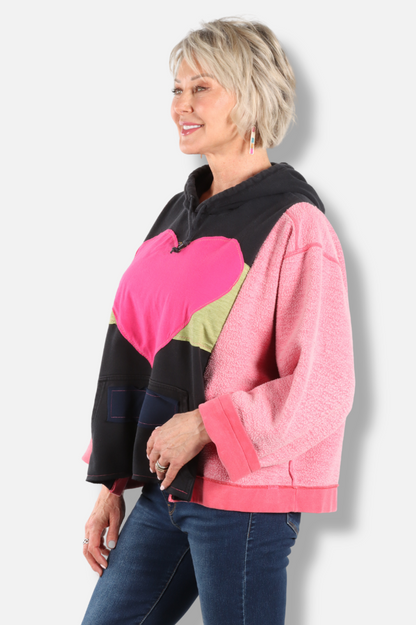 Heart Hoodie - Pink & Black #3