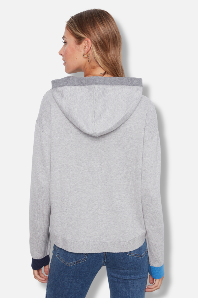 Contrast Hooded Sweater - Grey 