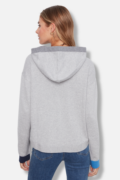Contrast Hooded Sweater - Grey 