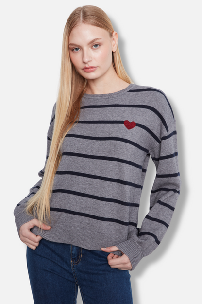 Heart Detail Sweater - Medium Grey 