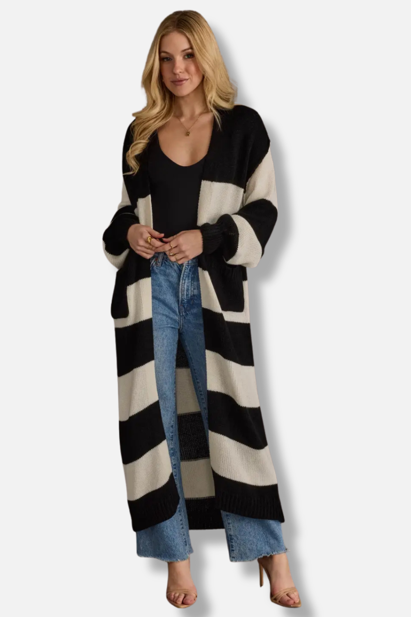 Duster Cardigan - Black and White 