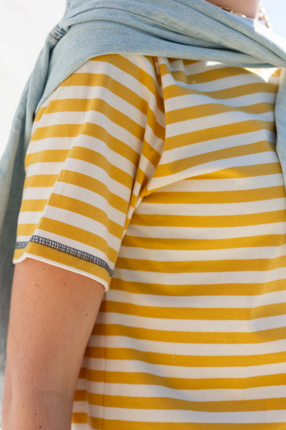 Deauville Ringer Tee - Golden Rod & Indigo
