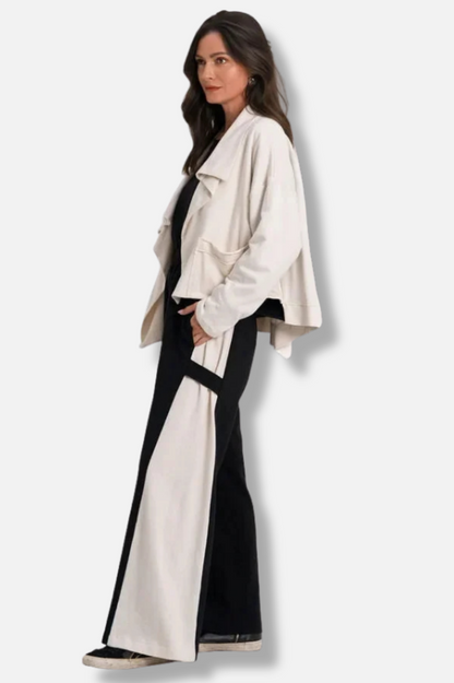 Cropped Asymmetrical Jacket - Stone