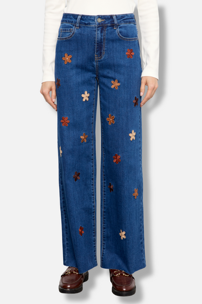 Wide Leg Flower Pant - Denim Indigo