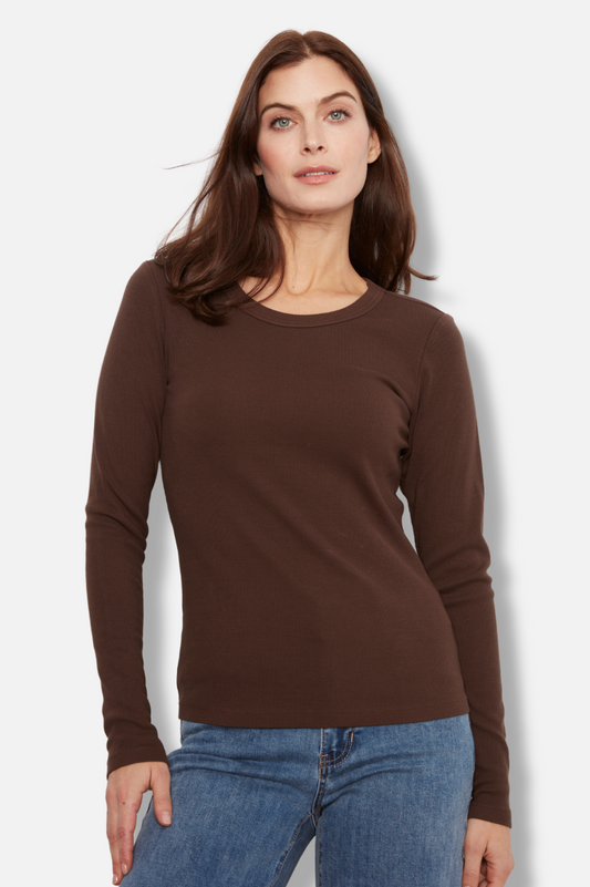 Rib Long Sleeve Tee - Coffee
