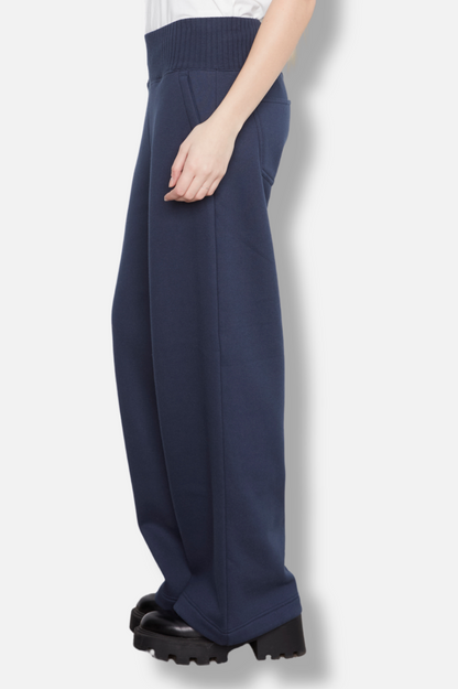 Wide Leg French Terry Pant - Midnight