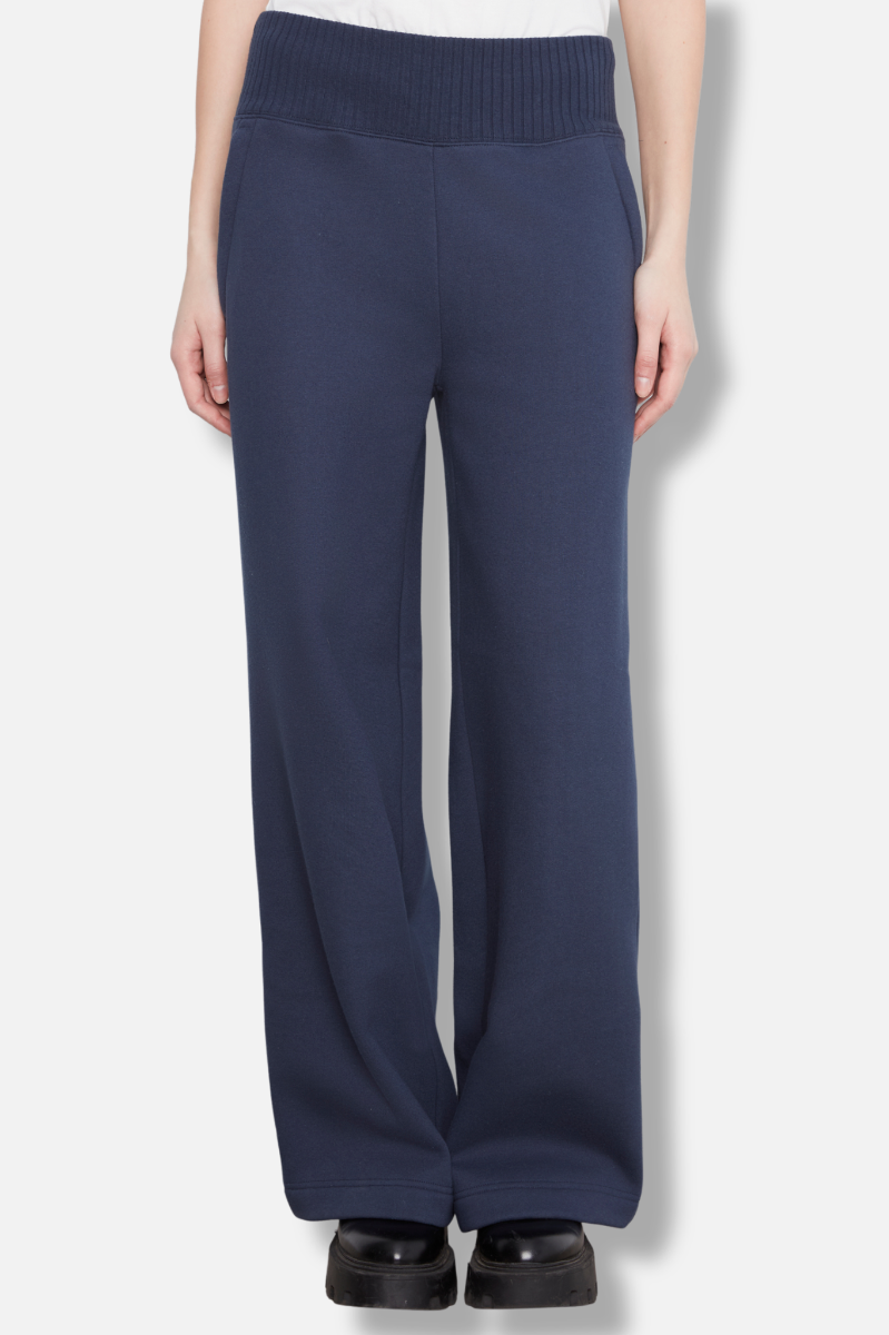 Wide Leg French Terry Pant - Midnight