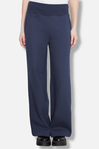 Wide Leg French Terry Pant - Midnight