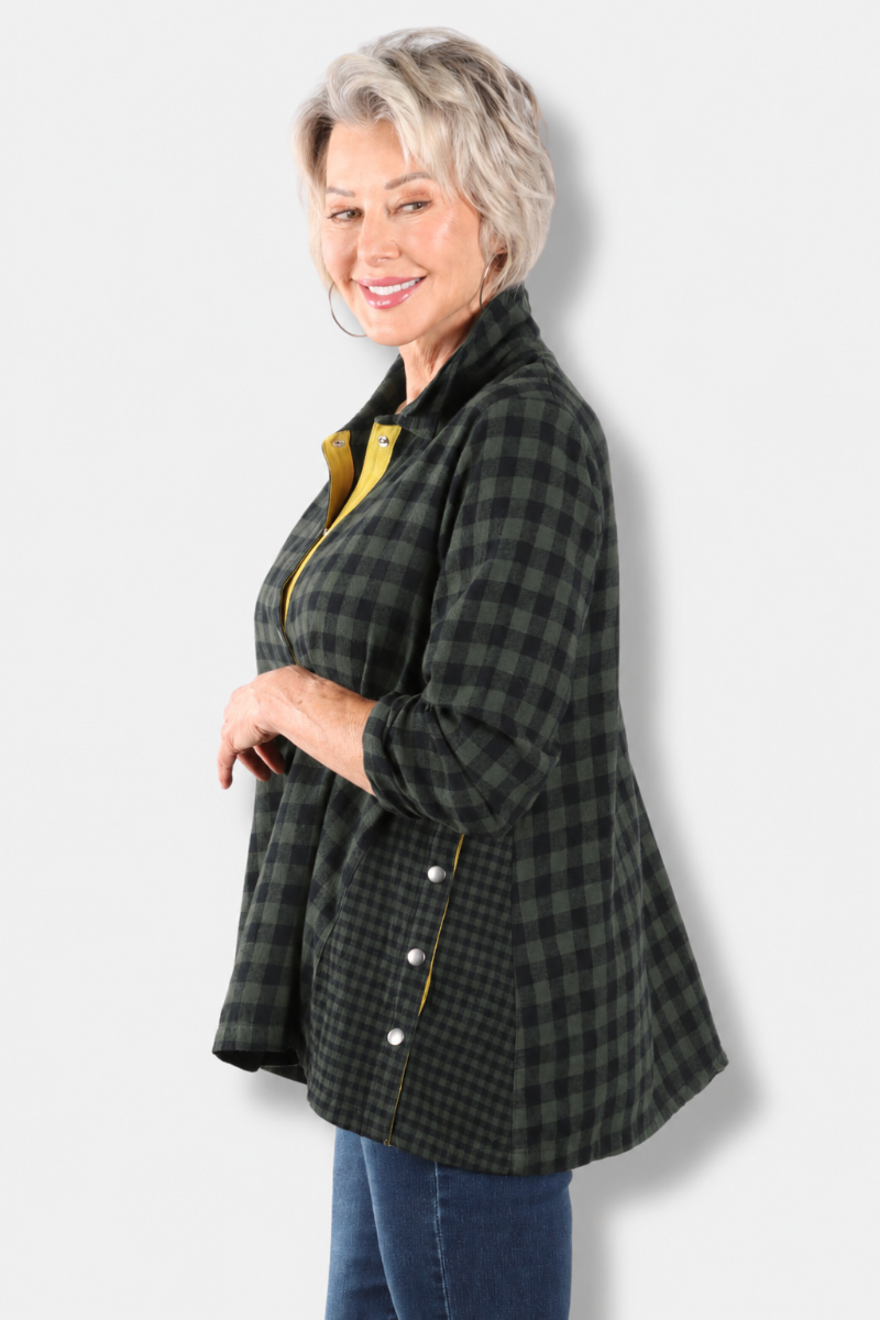 Placket Gusset Shirt - Konbu Check