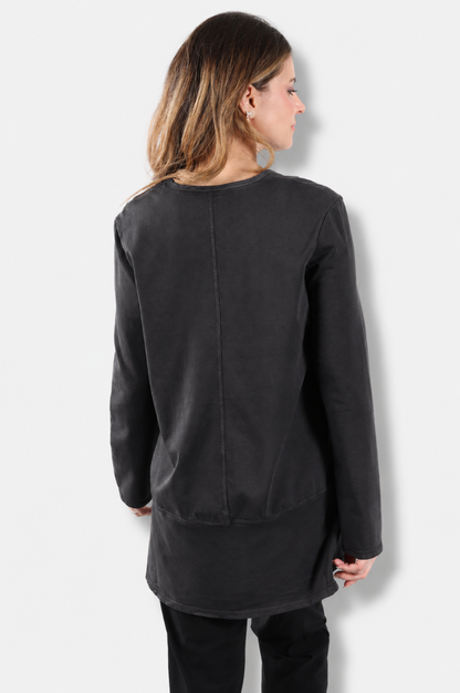 Hi-Low Flounce Tunic Plus - Black