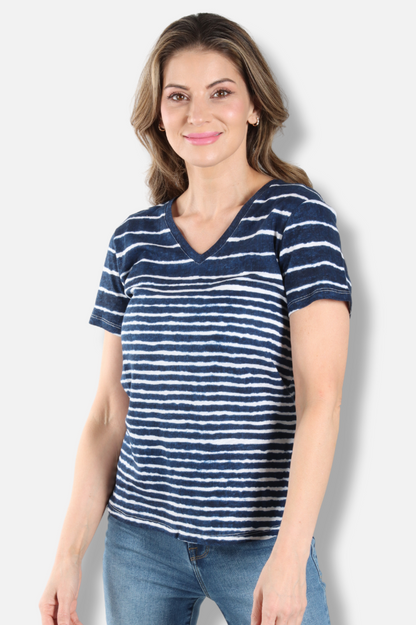 Short Sleeve V-Neck Tee - Stripes