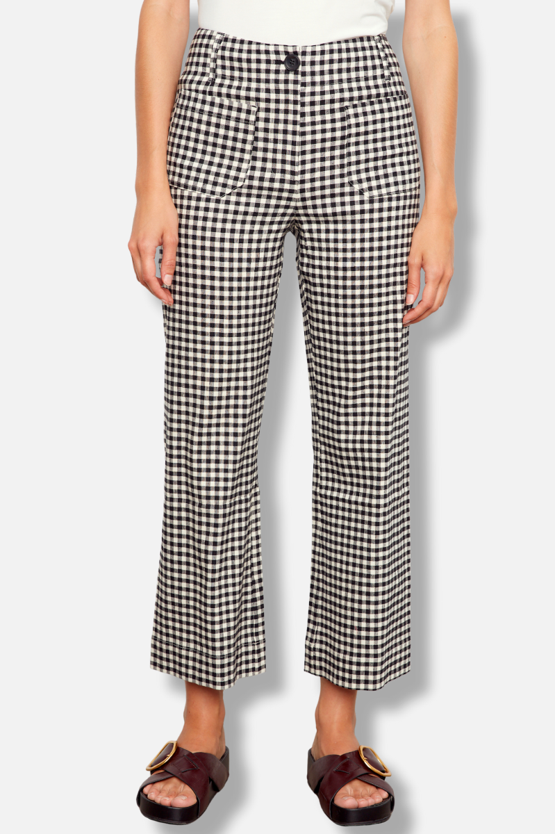 Gingham Wide Leg Pant - Vichy