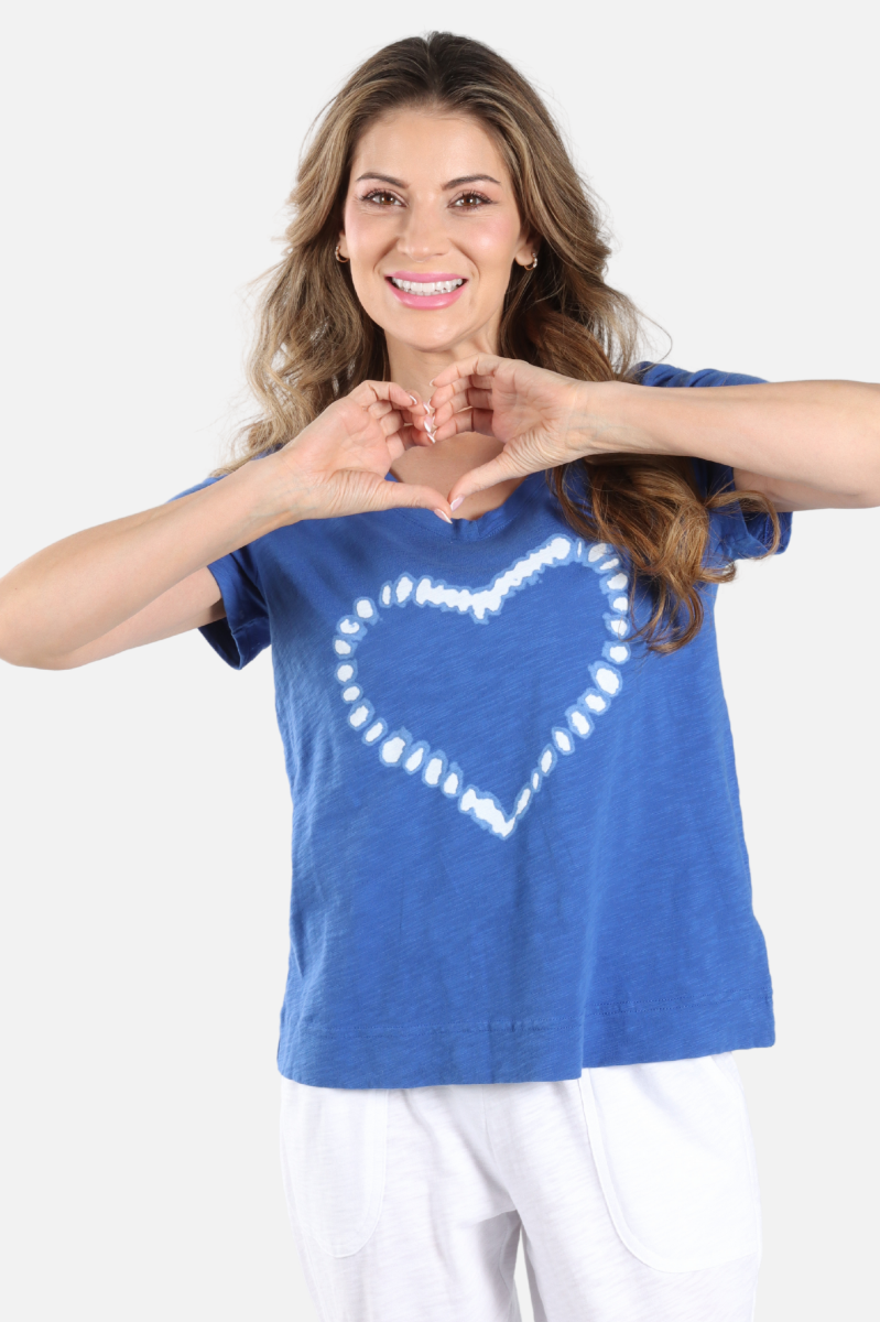 Shibori Heart V-Neck Tee - Resort