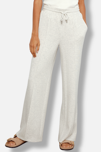 Soft Scuba Wide Leg Pant - Light Grey