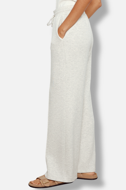 Soft Scuba Wide Leg Pant - Light Grey